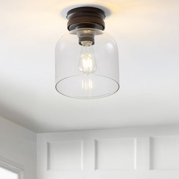 Domenic 7.75" Metal/Glass LED Flush Mount - JONATHAN Y